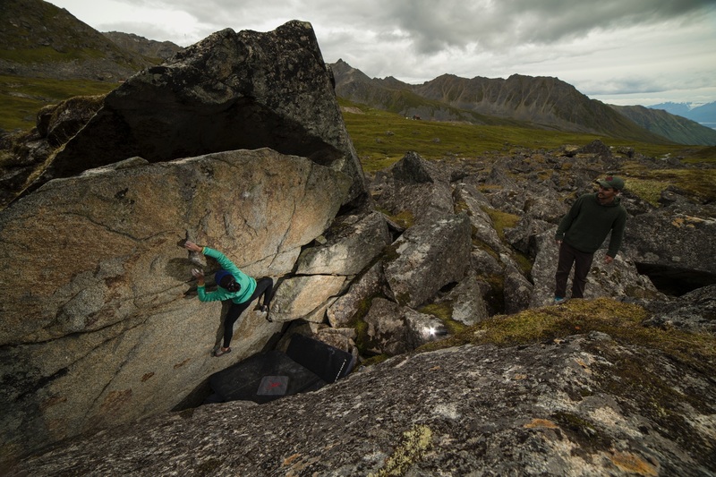 Christie working through the crux on Such Awesome.
<br>
<br>
Photo Courtesy of Coleman Becker.