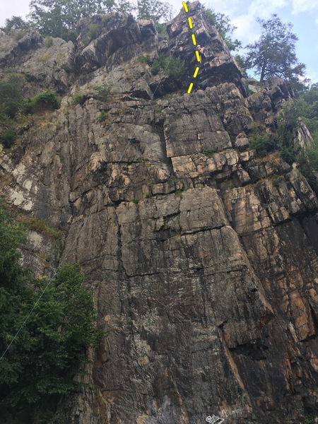 This is Lindsey climbing Ape Call, 9 months pregnant.