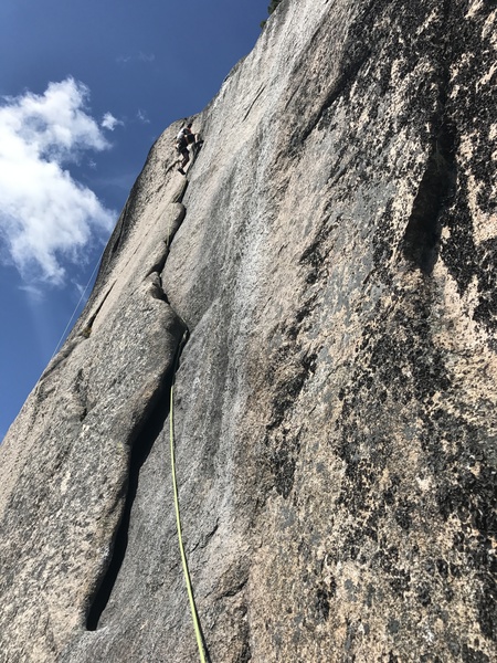 Joe Consavage cruising the final crux of GP.