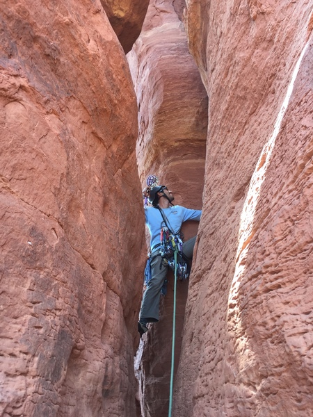 Leading P4. That smile was wiped clean off my face when try to move past the bolt (crux).