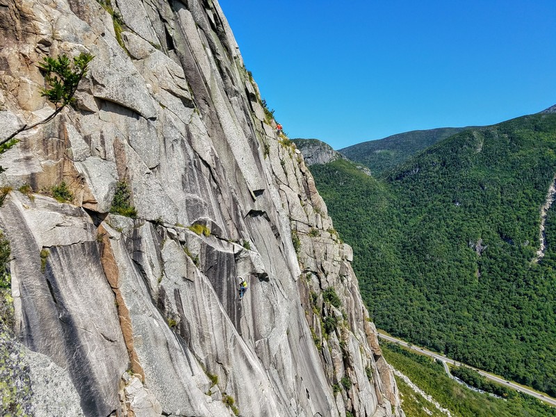 Unknown climber in yellow on Union Jack taken from top of Reppy's