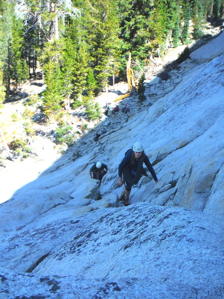 Brad and Eva on the approach to Northwest Books, Lembert Dome