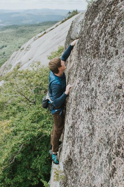 Alec finishes up Worlds Collide with the slabs in the background
<br>
Photo: Steph Chad