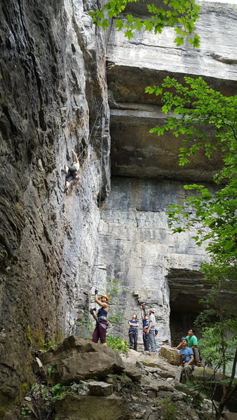 People on Lucifugus at the Left Cave Wall. Lucifugus might be the most popular line on this wall because its moderate, but the other 11s 12s there are just as good.