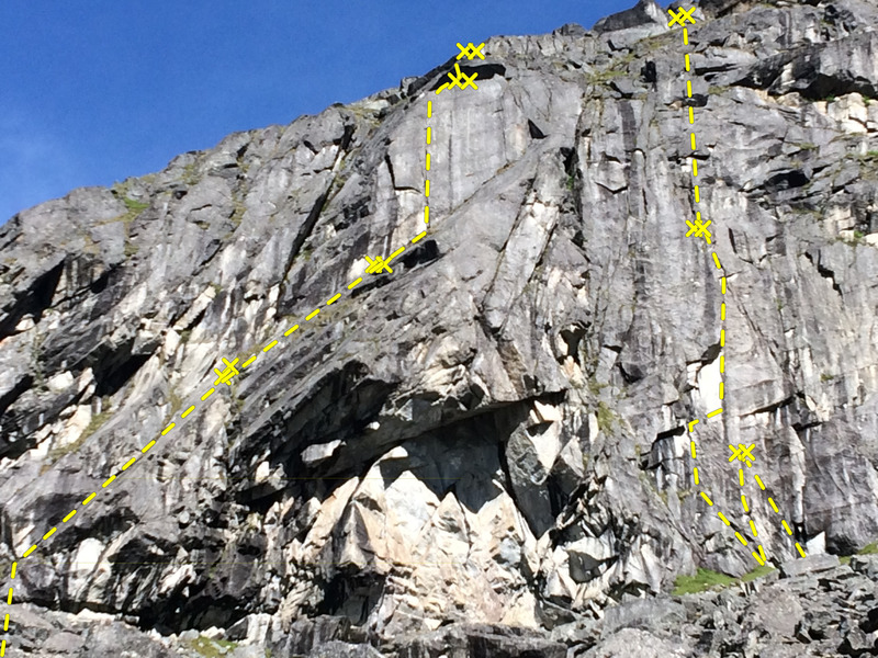 High Dive routes (L-R): Rise, Double D, Sprinklers, 2 Left Shoes