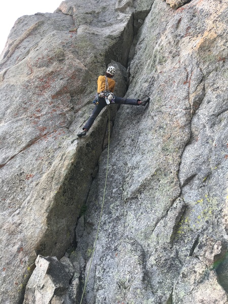 Pitch 2; 5.9 * steep hand crack with cool stemming.