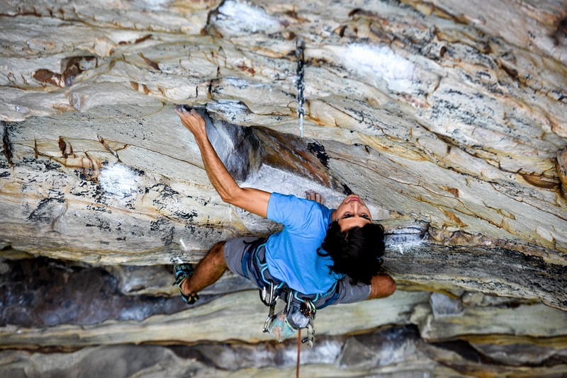 Ethan moves away from the super ledge and continues up.