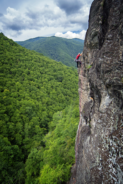 Nathan Brown nearing the top of his route Invaders.
