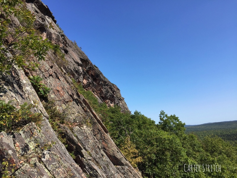 The view looking east while half way down on the Western Rappel Route.