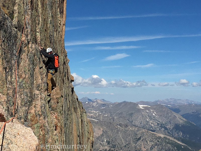 Finishing up on pitch 8 traverse. A video summary of our climb is also on youtube.