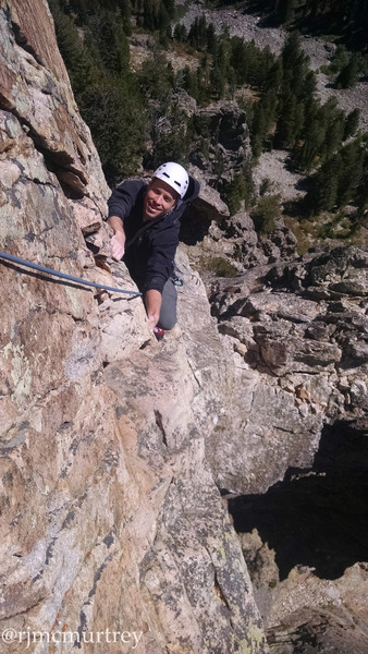 Almost to the top-- looking back down on the last pitch.