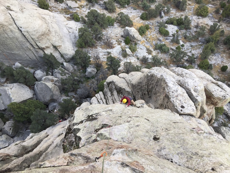 Wes coming up the final slab section of the route.