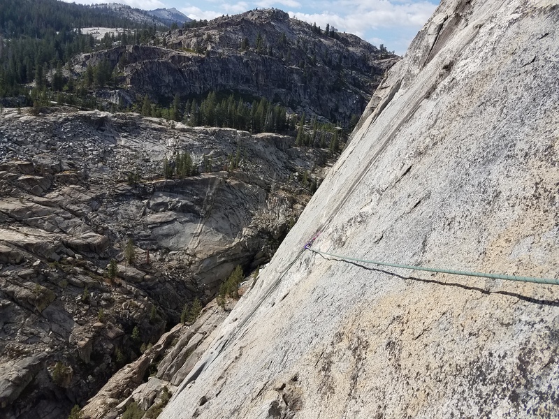 My last tricam placements before an easy traverse to the 3rd anchor.