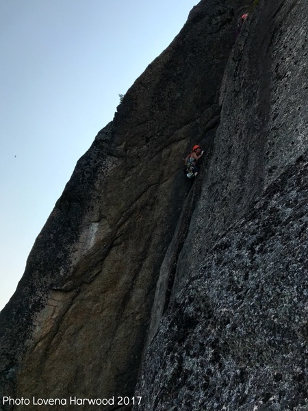 Sarah Garlick near the finish of Black Crack with Scott on her belay. 9.17.2017