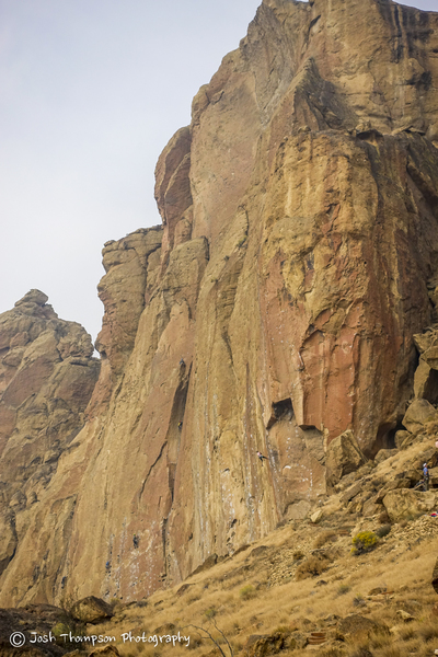 Zebra/Zion
<br>
Unknown climber on the 2nd pitch. Good view of the right facing dihedral
