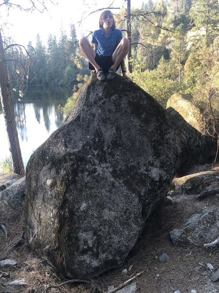 Alex McKenzie atop the boulder