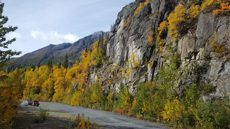Camping at the 46 mile wall on a spectacular fall day. This Craig can be a great place to dry out from the September weather down in Valdez.