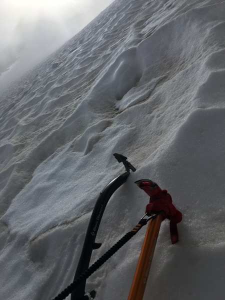 Mid-route snow steepness on far right side, Sept. 23, 2017.