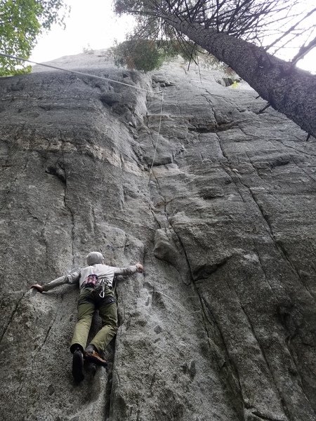 James getting after the tr after my first onsight of a 12!! Woohoo!