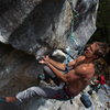 Michal struggling hard on a V3 sequence after a 5 minute pause at no-hands rest after 10 feet of V2 climbing. <br>
<br>
Photo: Ryan Hoover/Stamati Anagnostou