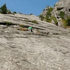 Stage Right - climber at top of pitch 4