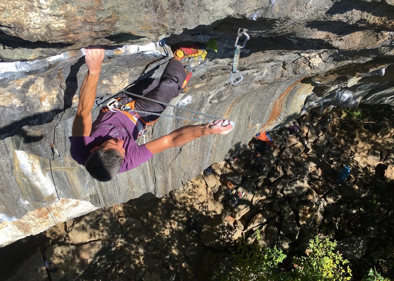 Ian W on the upper 5.12 moves of Cote D'azure