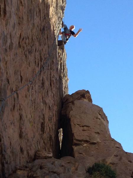Mike Arechiga on, Low-hanging fruit. 5.10a, fun new route.