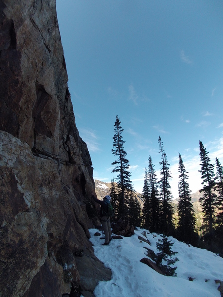 At the start. Just left of the main arête.