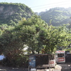 1. View of the crag from the street. You can also see julios store where climbers go in.