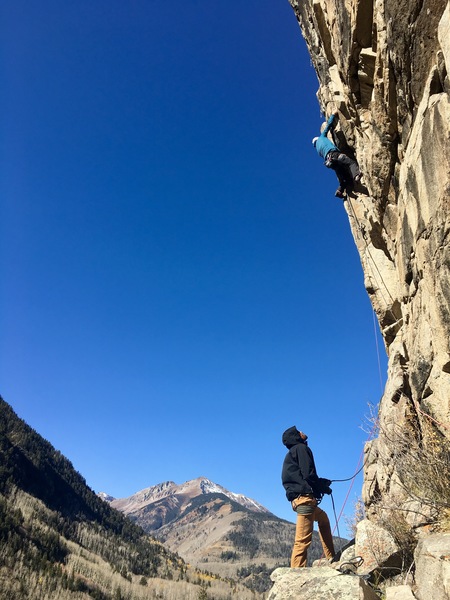 "Neve's Cling On", 5.11-, Ophir, CO.