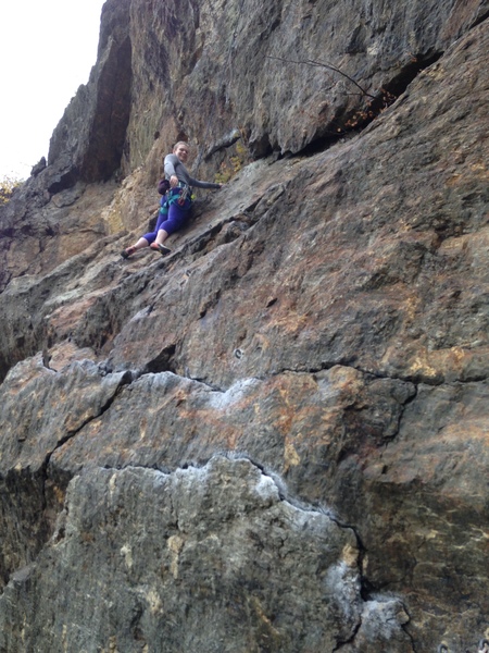 Steph just after the "totally 5.10 crux" (my words)