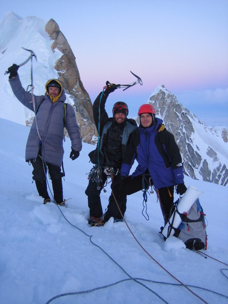 Dima Shirokov, Aleksey Shuryev, Sergey Matusevich on top of Tooth Obsession