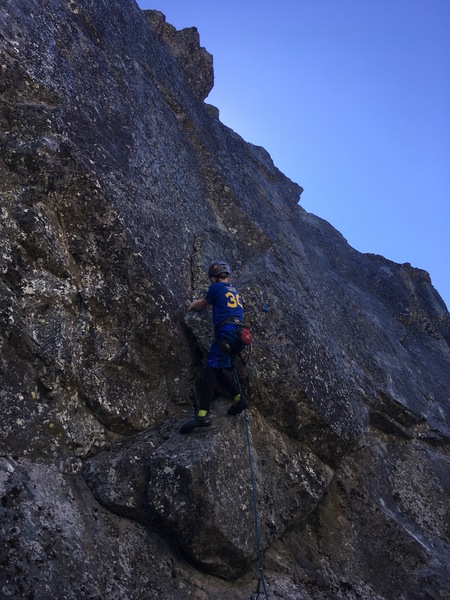 Cadence Brown working up the crack in the lower third of The Crossover