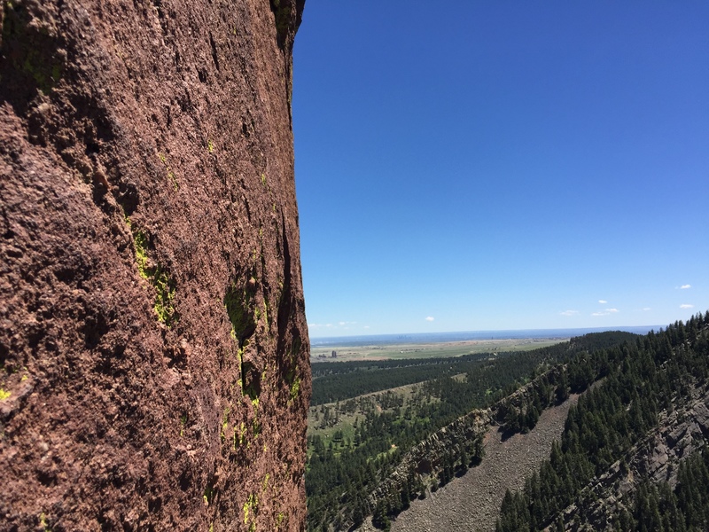 Looking east on the original start 5.10 pitch.