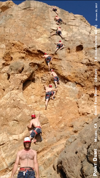 Collage of Sending South Face Right on TR. Bolts looked rusty like those broken ones in Nomad Ventures.