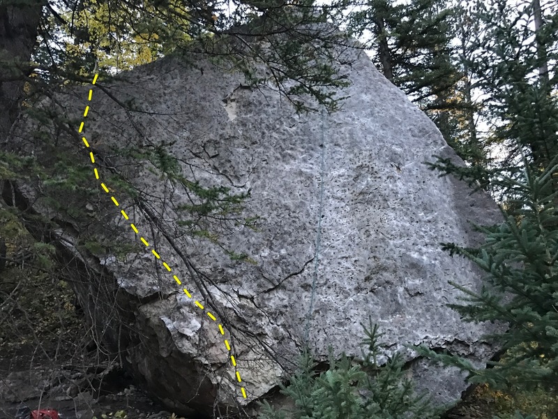 Climbs left side off face