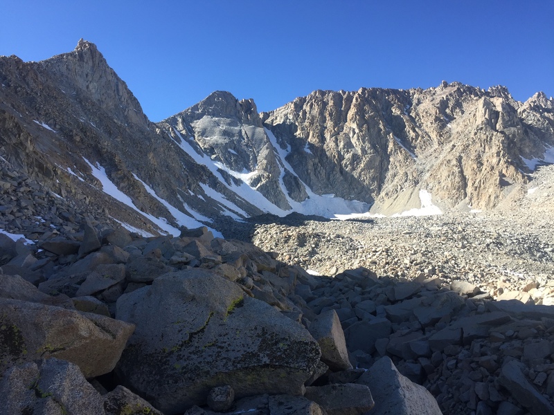 North couloir on 10/29/17. Looked to be ice down low and neve the rest of the way.