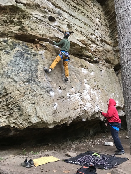 The Crux is really getting to and over the first bolt.