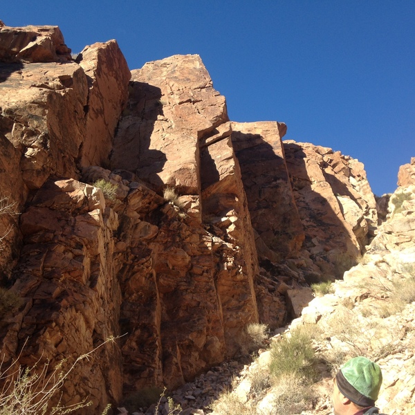 Jim "Frodo" Lybarger looking back at the Shark Fin Wall.