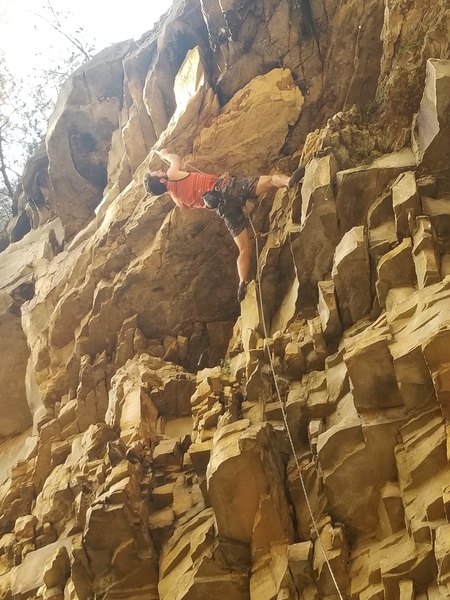 Nathan getting ready to pull to roof!