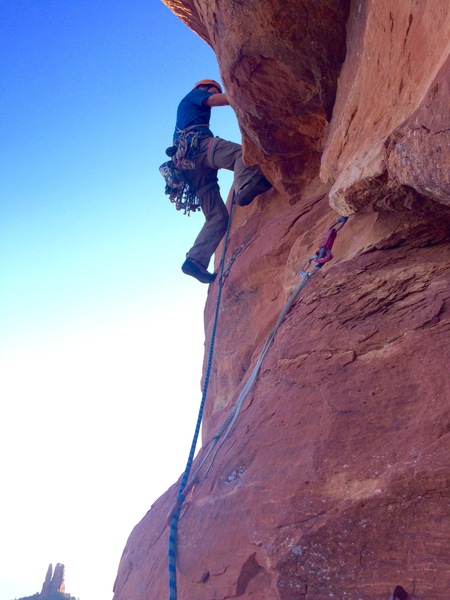 Crux territory, Pitch 2. (Photo by Steve Dobbs)