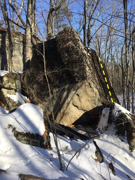 This shows the approximate location of the route on the boulder.