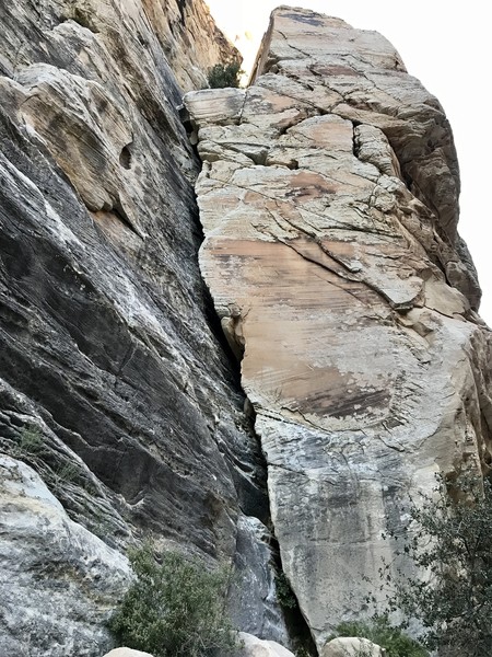The "obvious chimney feature" as pitch 1. Two bolts.