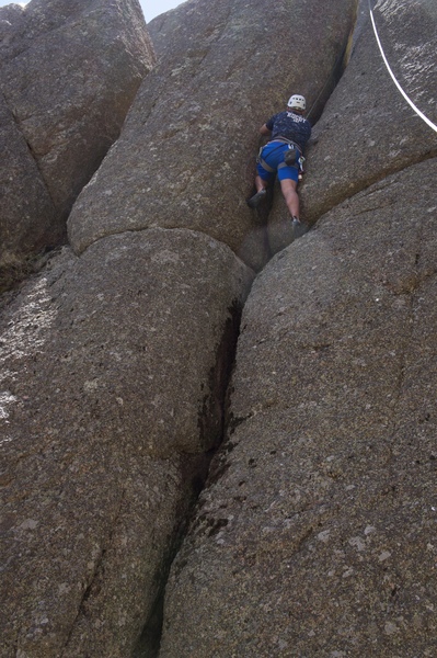 Drew entering the crux.