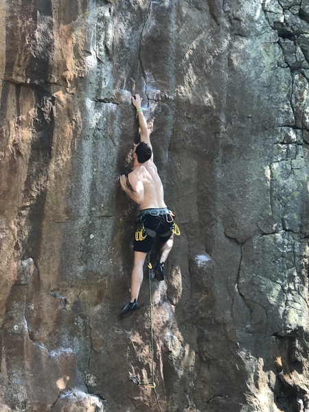 Horseshoes and Hand Grenades (5.11a) at Horseshoe Canyon Ranch, AR