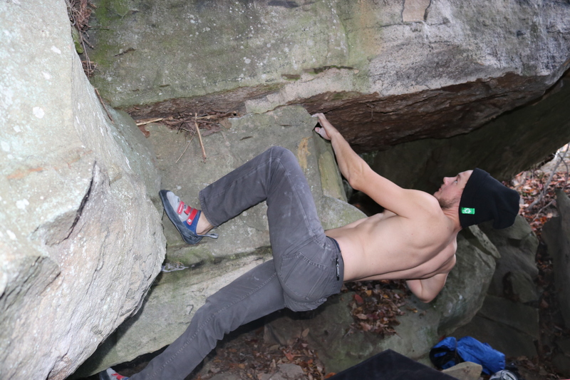 Moving up off the heel hook.