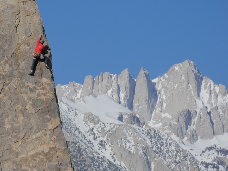 Floyd Hayes leading Shark's Fin Arete 5.7 on 27 March 2017. Photo from a video by Dylan Turner.