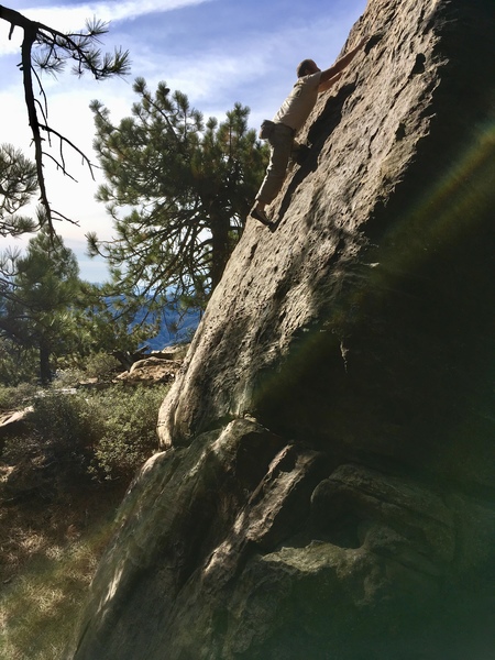 Darren doing the left crack at the Condor crag