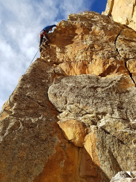 Toprope soloing on the upper arete