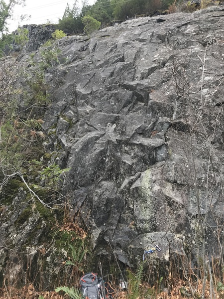 route heads straight up slabby rock.